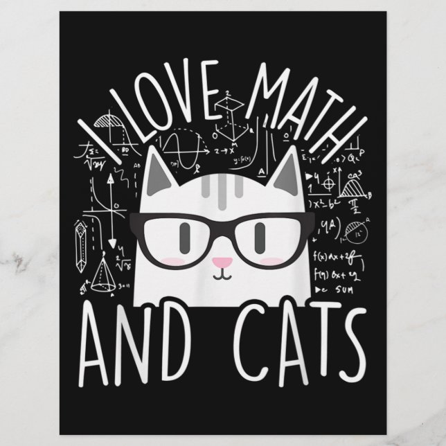 I Love Math And Cats Cute Kitty Cat Flyer (Front)