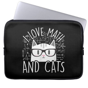 I Love Math And Cats Cute Kitty Cat Laptop Sleeve
