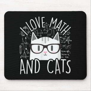 I Love Math And Cats Cute Kitty Cat Mouse Pad