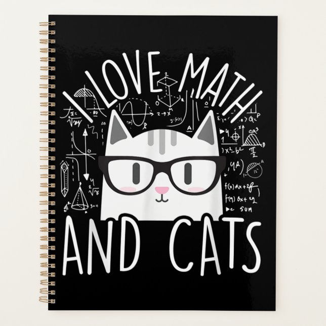 I Love Math And Cats Cute Kitty Cat Planner (Front)