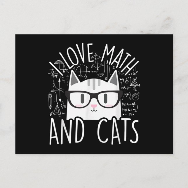 I Love Math And Cats Cute Kitty Cat Postcard (Front)