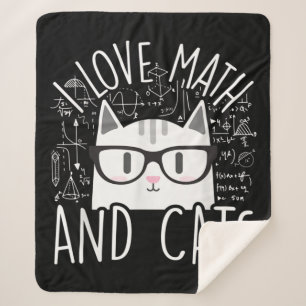 I Love Math And Cats Cute Kitty Cat Sherpa Blanket