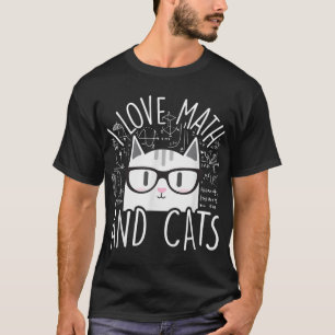 I Love Math And Cats Cute Kitty Cat T-Shirt