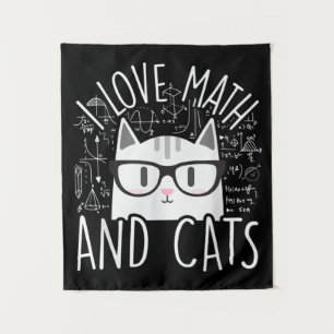 I Love Math And Cats Cute Kitty Cat Tapestry