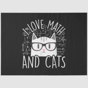 I Love Math And Cats Cute Kitty Cat Tissue Paper