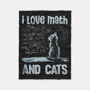 I Love Math And Cats Funny Cat Lover Science Teach Fleece Blanket