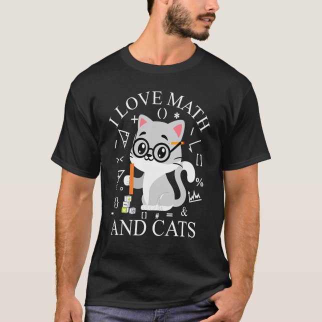 I Love Math And Cats Kitty Math Feline  Algebra T-Shirt (Front)
