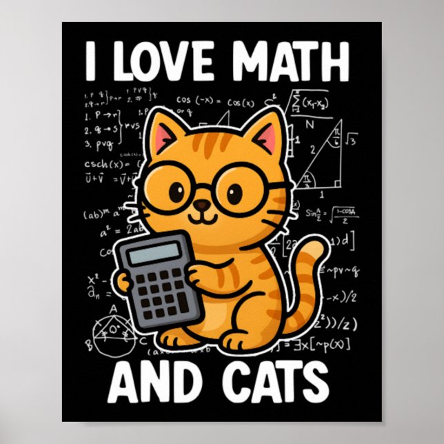 I Love Math And Cats Poster (Front)