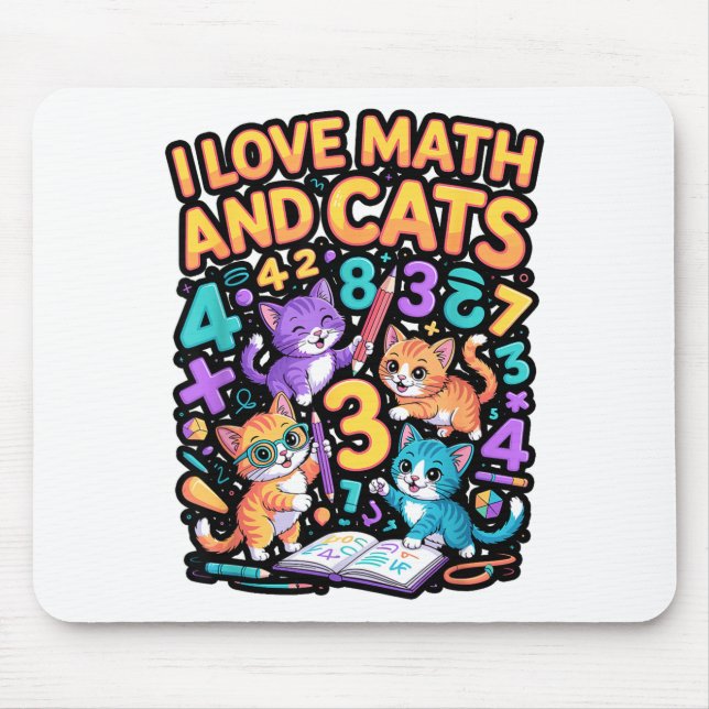 I Love Math And Cats Teacher Student  Mouse Pad (Front)