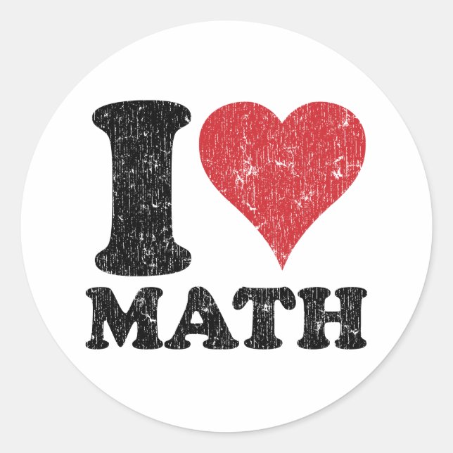 I Love Math Classic Round Sticker (Front)