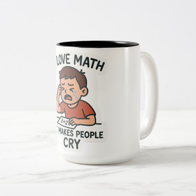 I Love Math – Funny Cartoon Sticker Two-Tone Coffee Mug (Front Right)