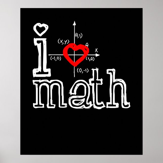 I Love Math I Heart Math Mathematics Poster (Front)