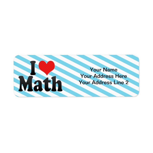 I Love Math Return Address Label (Front)