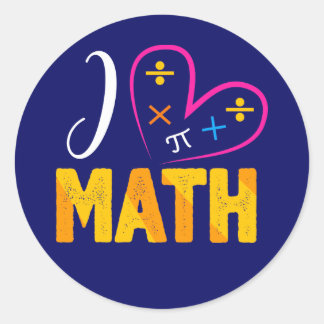 I Love Math School Classic Round Sticker