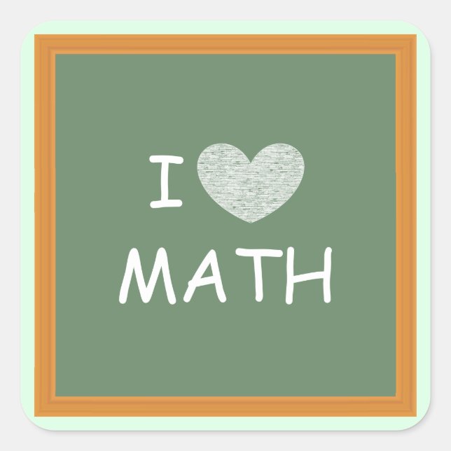 I Love Math Square Sticker (Front)