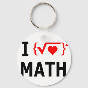 I Love Math White Key Ring