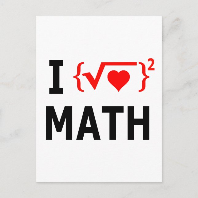 I Love Math White Postcard (Front)