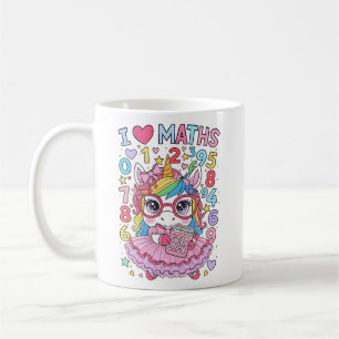 I Love Maths Cute Unicorn Calculator Mug