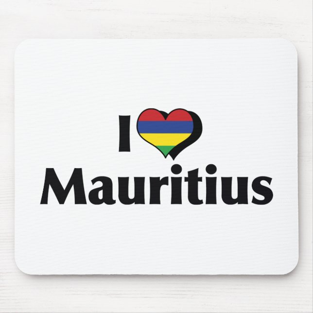I Love Mauritius Flag Mouse Pad (Front)
