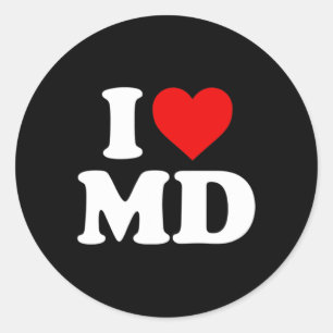 I Love Md Heart Maryland Classic Round Sticker