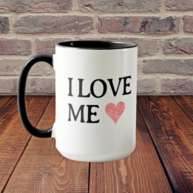 I LOVE ME with Scribble Red Heart - Customisable Mug (Creator Uploaded)