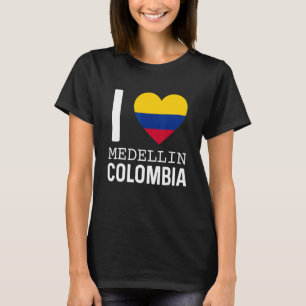 I Love Medellin Colombia Flag Map Colombian Pride T-Shirt