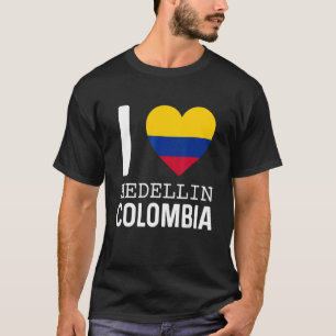 I Love Medellin Colombia Flag Map Colombian Pride  T-Shirt