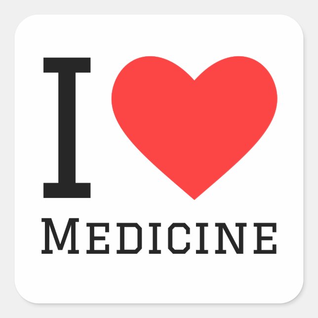I love medicine square sticker (Front)