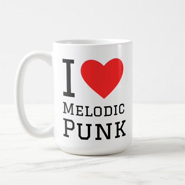 I love melodic punk square sticker coffee mug (Left)