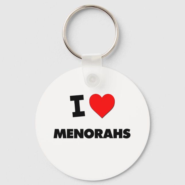 I Love Menorahs Key Ring (Front)