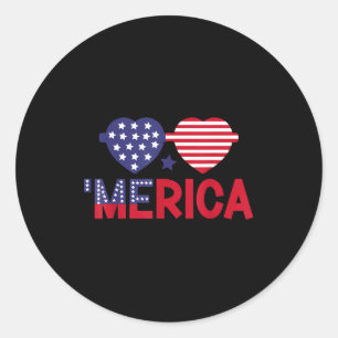 I love merica patriotic heart independence day classic round sticker