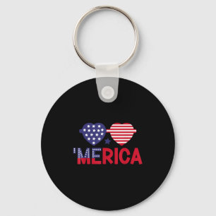 I love merica patriotic heart independence day key ring