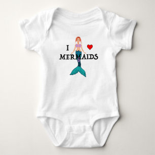 I Love Mermaids Design - Baby Jersey Bodysuit