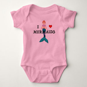 I Love Mermaids Design - Baby Jersey Bodysuit