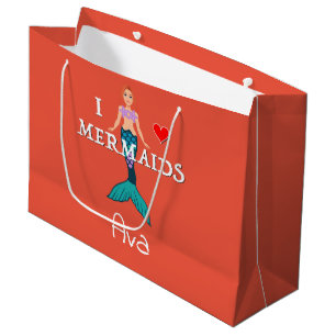 I Love Mermaids Design - Gift Bag - Large