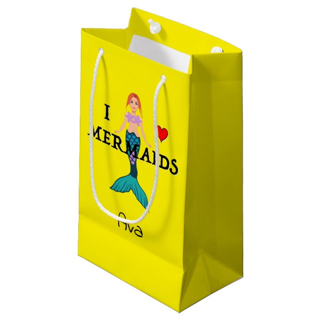I Love Mermaids Design - Gift Bag - Small (Front Angled)