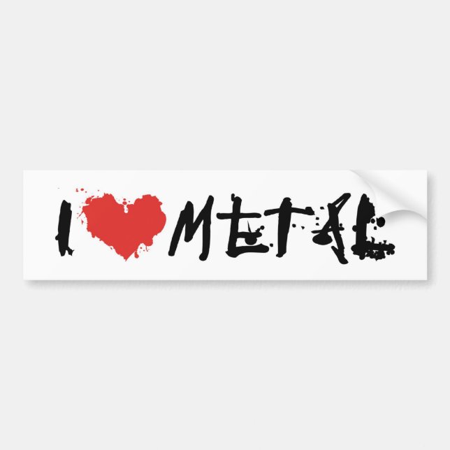 I Love Metal Bumper Sticker (Front)