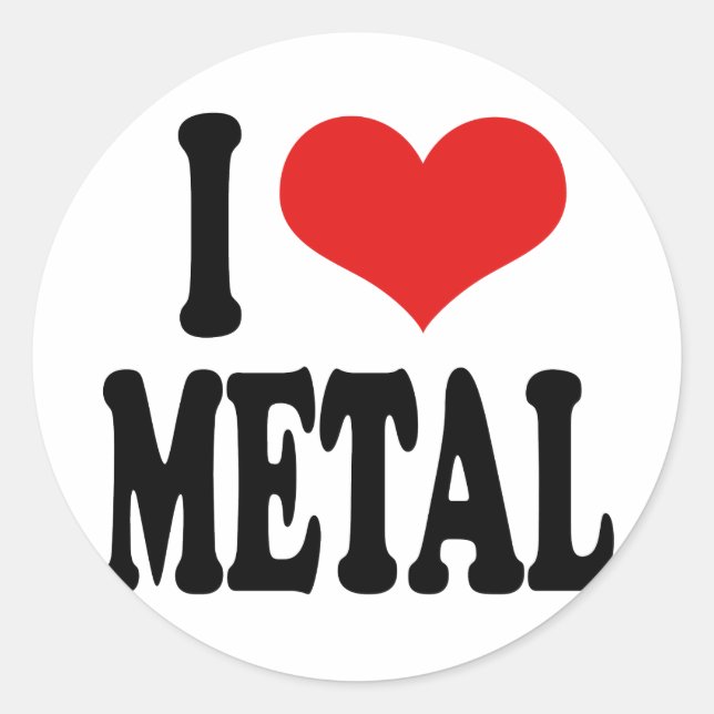 I Love Metal Classic Round Sticker (Front)