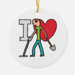 I Love Metal Detecting Ceramic Ornament