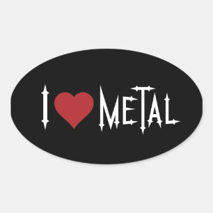 I Love Metal Oval Sticker