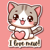 I Love Mew Kawaii Kitten Waterproof