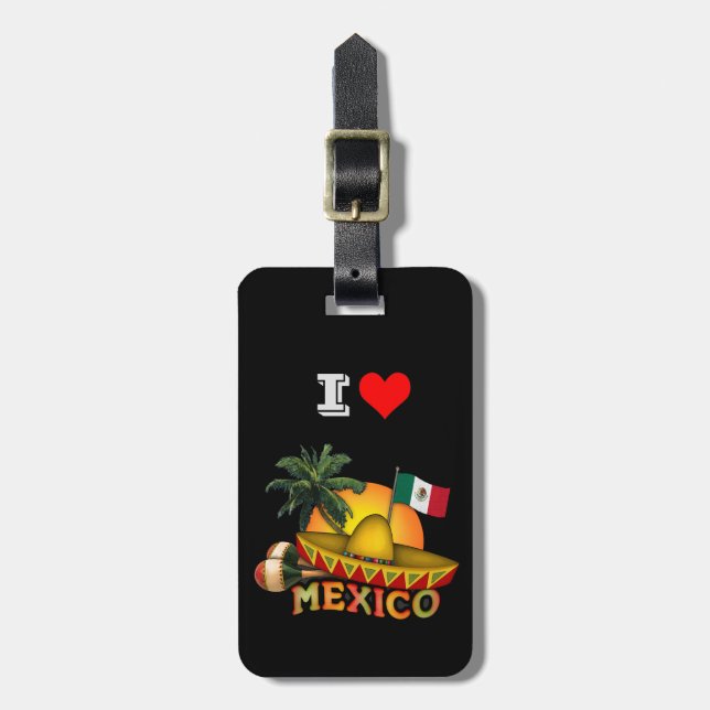 I Love Mexico Luggage Tag (Front Vertical)