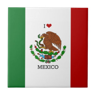 i love mexico - mexican flag, ceramic tile