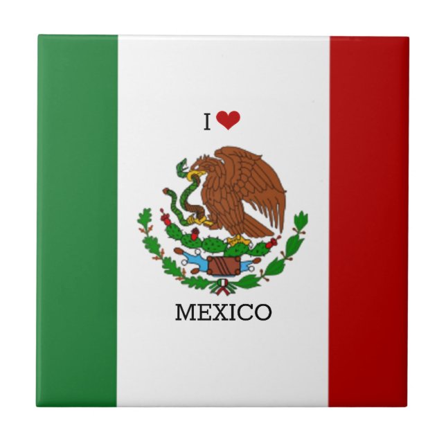 i love mexico - mexican flag, ceramic tile (Front)