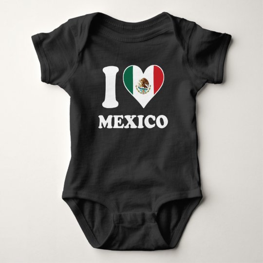 I Love Mexico Mexican Flag Heart Baby Bodysuit