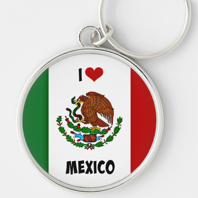 I Love Mexico, Mexican flag, Key Ring (Front)