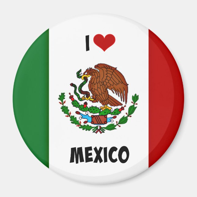 I Love Mexico, Mexican Flag, Magnet (Front)
