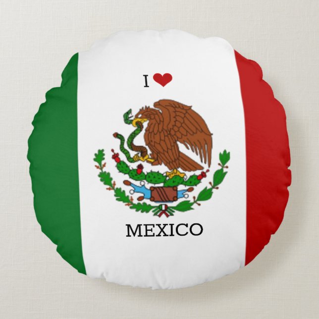 i love mexico - mexican flag, round cushion (Front)