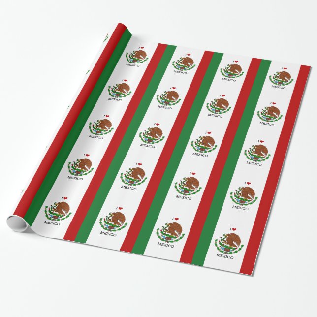 i love mexico - mexican flag wrapping paper (Unrolled)