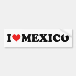 I Love Mexico Red Heart Car Bumper Sticker